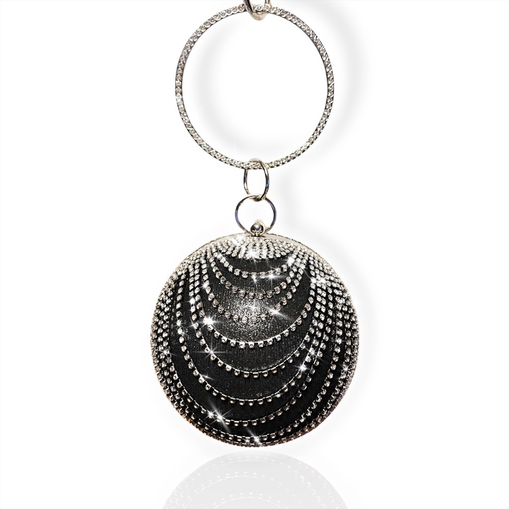 Spherical Evening Clutch Elegant Dazzling Rhinestone Tassel Purse